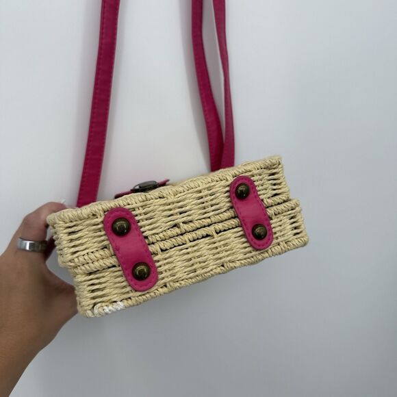 Craftabelle Woven Wicker Crossbody Bag Picnic Purse Faux Leather Boho - Picture 12 of 12